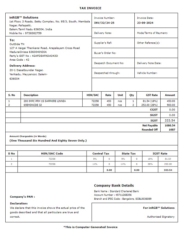 Classic Black invoice template