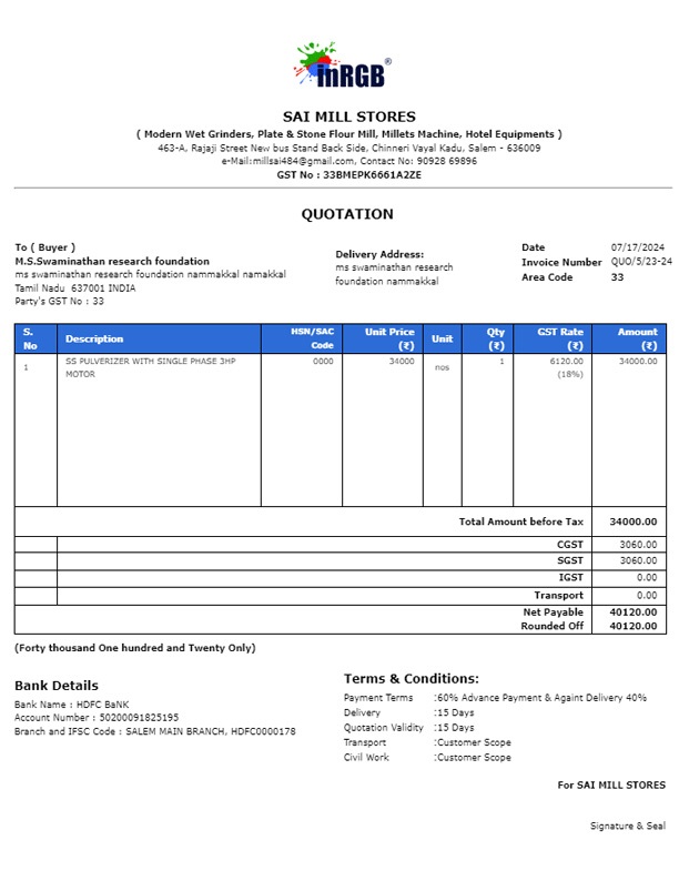 Vivid Blue invoice template