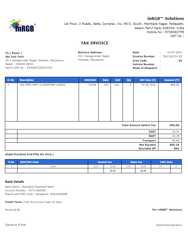 Emerald Green invoice template