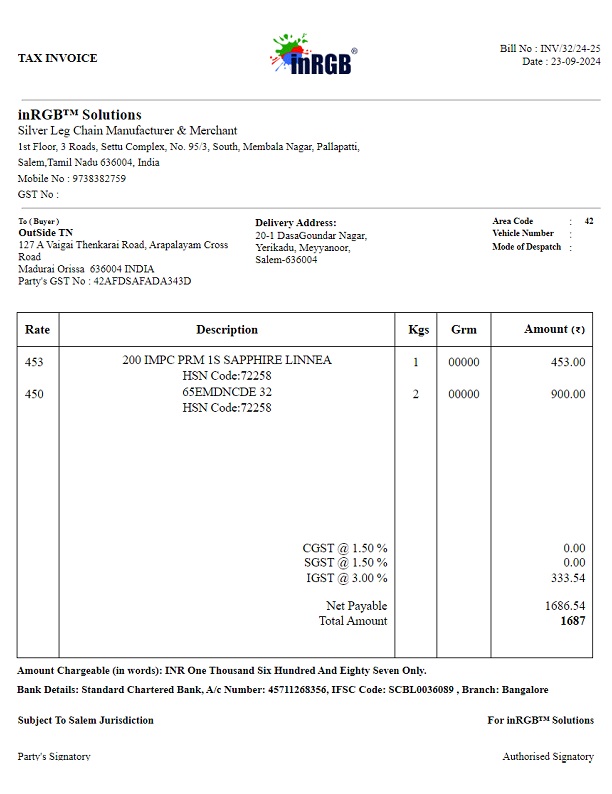 Elegant Silver invoice template